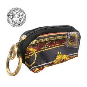 Versace (Authentic) Multi-Color Filigree Motif & Gold Accent Small Clutch Pouch
